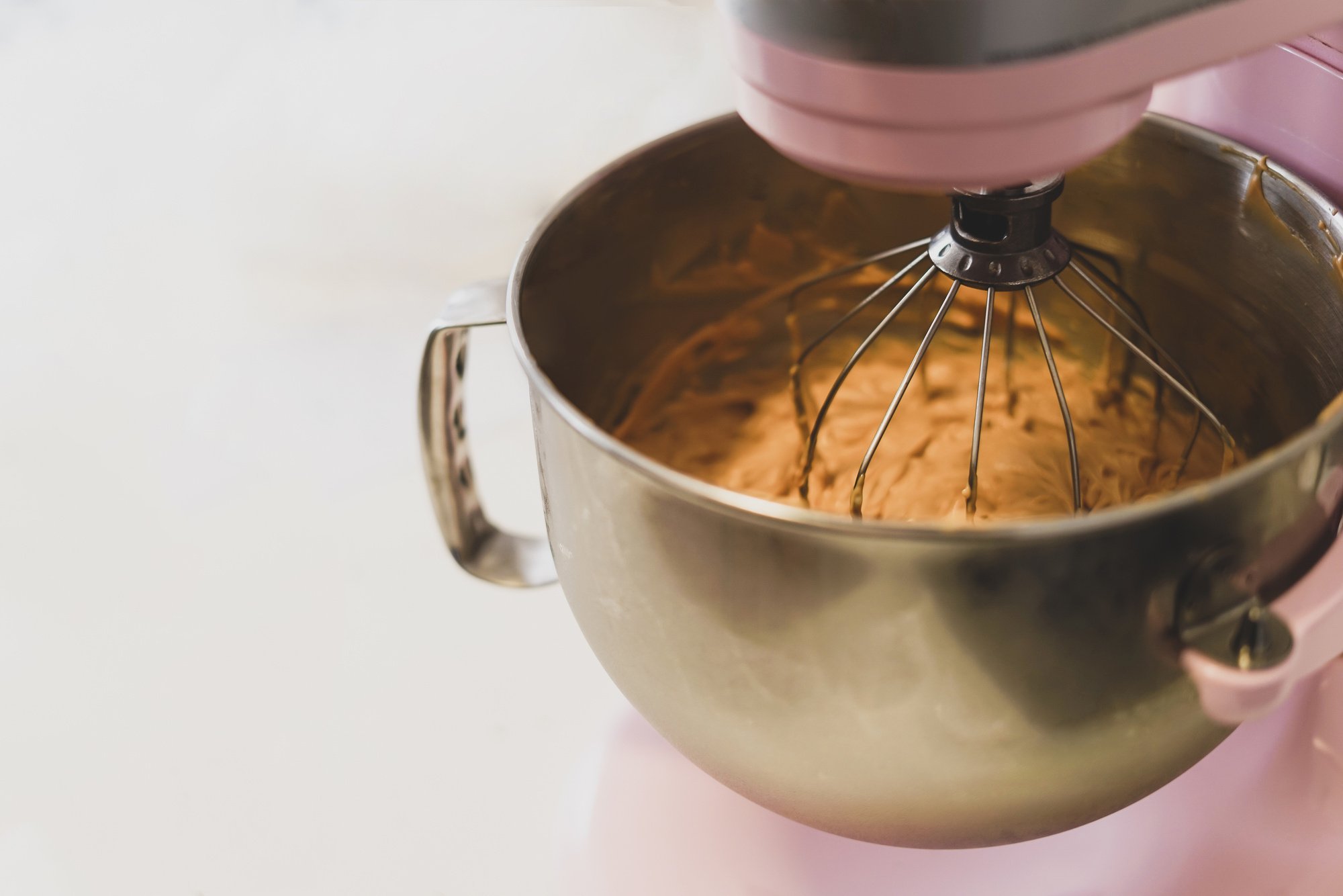 Close-up of pink Stand Mixer.